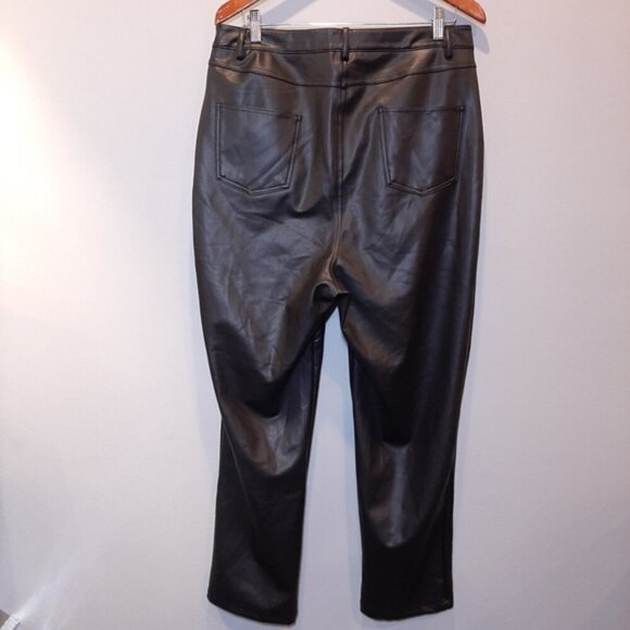 Design Lab Faux Leather Straight Fit Cropped Ankle Pants Stretch Lined 5 Pocket - Picture 8 of 14